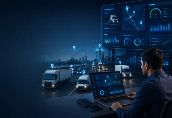 Fleet management system with GPS tracking and live fleet monitoring.