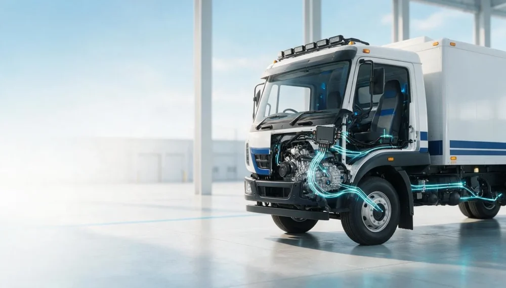 CAN Bus system connecting vehicle sensors and telematics for real-time fleet monitoring.
